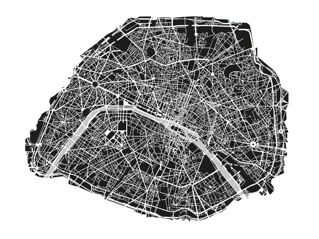 Plan de Paris réalisé à la main et vectorisé