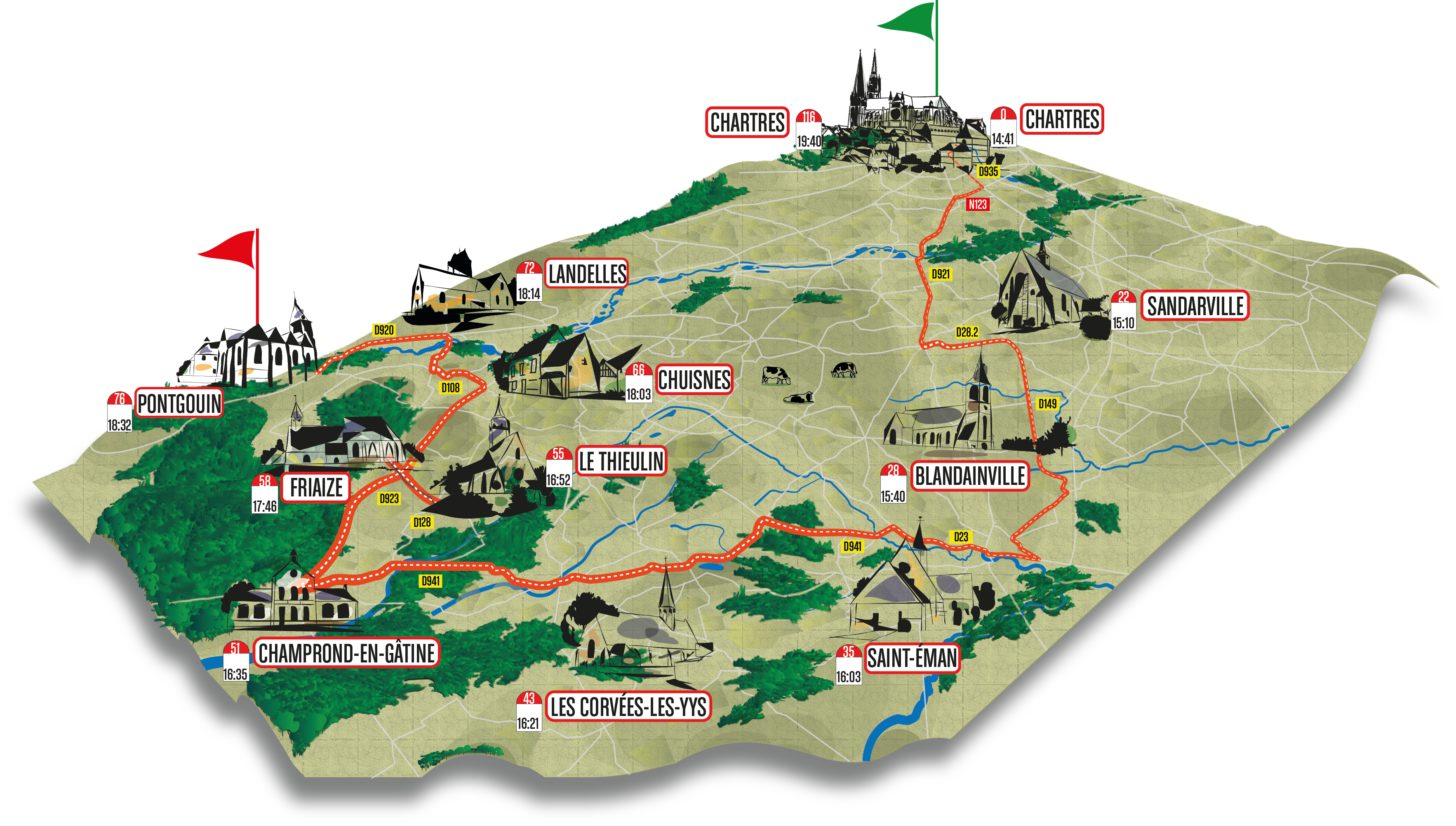 Parcours d'un élu dans son territoire. Illustration d'un article de presse